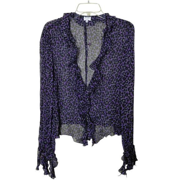 Armani Collezioni Purple and Black Sheer Blouse Top Size 10 - Picture 1 of 6